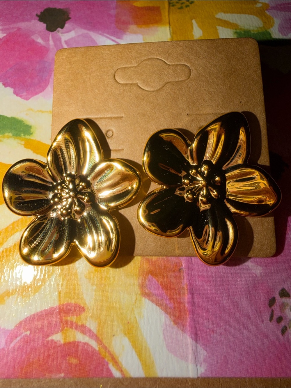 Gold Floral Statement Earrings - Women Jewelry